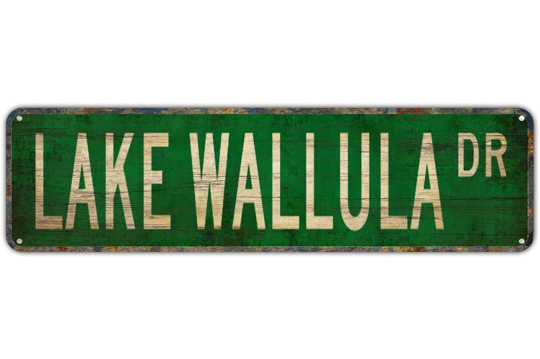LAKE WALLULA DR Vintage Tin Signs Art Plaque Aluminum for Bedroom Kitchen Garden Wall Bar Club Coffee Hanging Home Decor 4x16 Inch