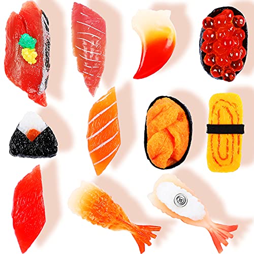 10 Pieces Funny Refrigerator Magnets Simulation Sushi Magnet 3D Cute Magnets Refrigerator Decoration Japanese Food Model Magnet for Whiteboards Maps Home Decoration
