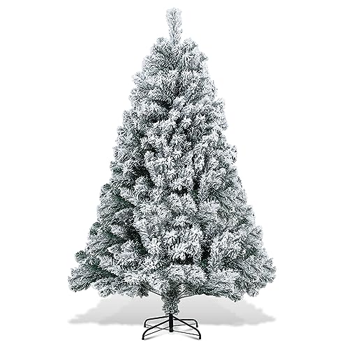 EINFEBEN - Árvore de Natal artificial com neve, 180 cm, 860 agulhas, PVC, abeto de abertura automática, com suporte de metal, dificilmente inflamável