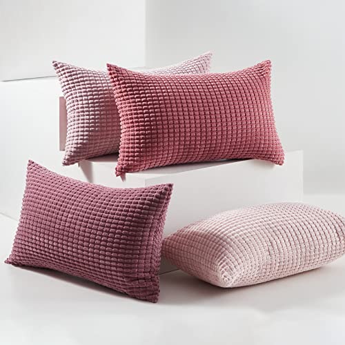 Topfinel Kissenbezug 30x50 cm Rosa 4er Set Cord körnig Kissenbezüge Kissenhülle Dekokissenbezug Sofakissen Dekokissen deko für Sofa… – Ansicht 6