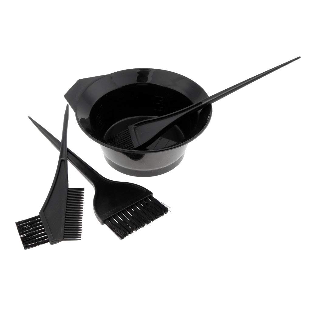 Showay 4Pcs Hairdressing Brushes Bowl Combo Salon Hair Color Dye Tint Diy Tool Set Kit, Easy To Apply, Applicator, Quick