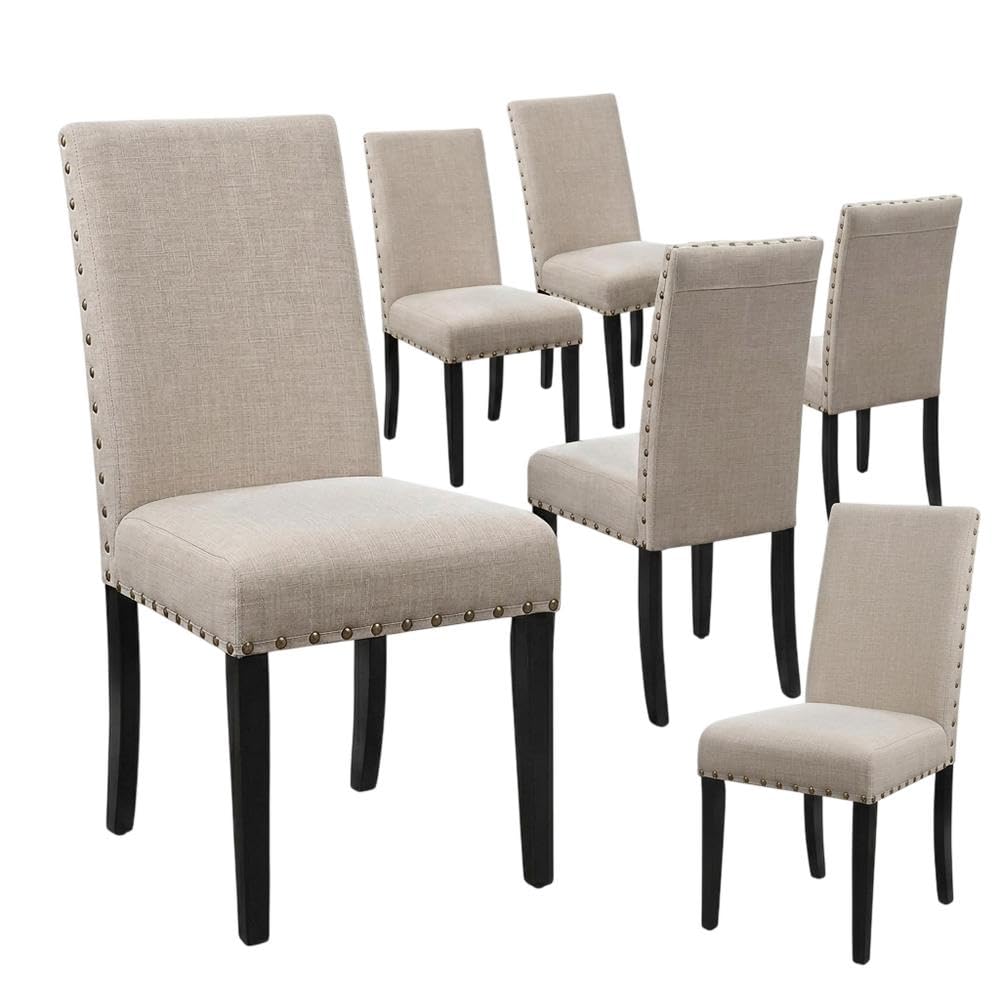 Solid Wood Dining Chairs Set of by Starlight Canyon Home – Solid + Manufactured Wood, Beige, Pack of 6