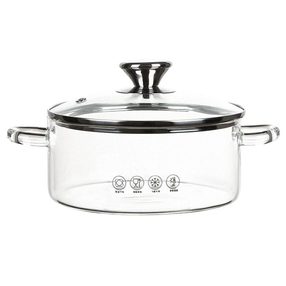 Olla de Vidrio con Tapa de Cristal, 1500ML