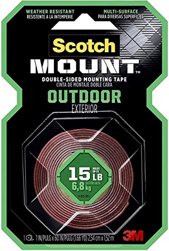 Scotch Outdoor Mounting Tape, 1-inch x 60-inches, Holds up to 15 pounds, Gray - 1 Pack (1-inch x 60-inch)