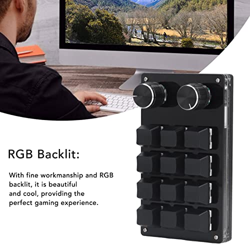 Annadue OSU Keypad 12 Key Gaming Keyboard, USB Mini 12 Key 2 Knobs Keypad Mechanical Gaming Keyboard, DIY Programmation PC Keyboard, for Office, Game, Music, Media, Laboratory – Image 4