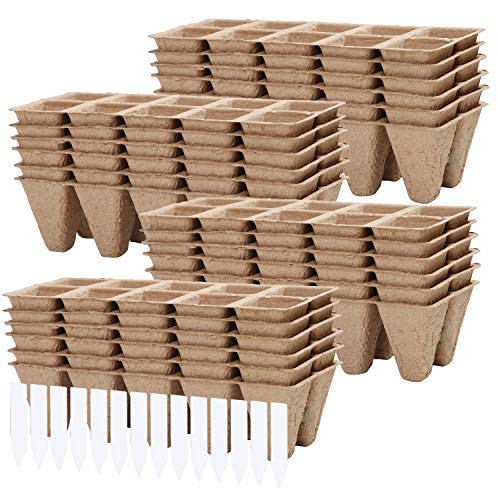URATOT 24 Pack Peat Pots Kits Seed Starter Eco-Friendly Enhance Aeration with Plant Tags for Home Plant Starters