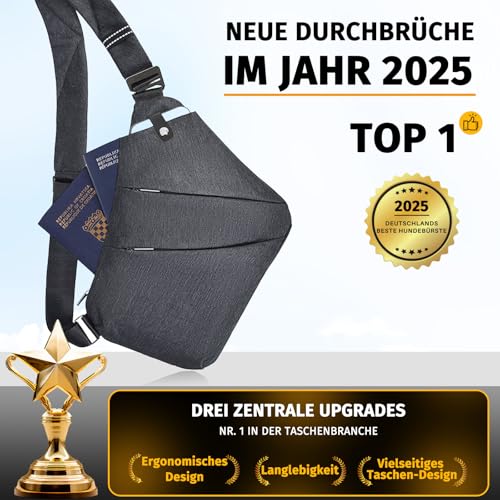 Gipfelfreund Anti Diebstahl Tasche, Diebstahlsichere Tasche, Crossbody Bag, Umhängetasche Damen, Damen-Schultertaschen, Brusttasche Herren, Sicherheitstasche Reise für Herren