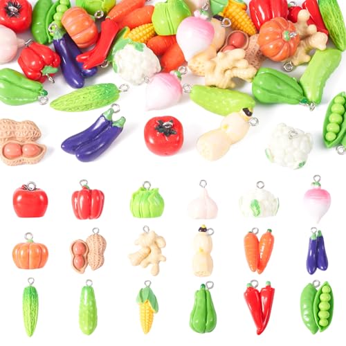 Pendentifs en résine 3D de fruits et légumes avec boucles pour bijoux