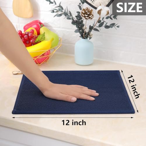 Image of Homaxy 100% Cotton Waffle Weave Kitchen Dish Cloths 6-Pack, Dark Navy | 12 x 12 Inches, Ultra Soft Absorbent Dish Towels, Quick Drying Dish Rags with Hanging Loop