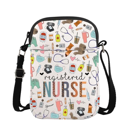 TOBGB RN Gift Registered Nurse Zipper Crossbody Bag Nurse Appreciation Gift Nursing Graduation Gift Nurse Staff Gift