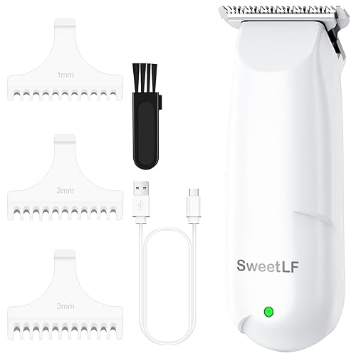 SweetLF Cortadora de pelo silenciosa e inalámbrica, mini kit de corte de pelo con 3 peines guía, recargable por USB, portátil, color blanco