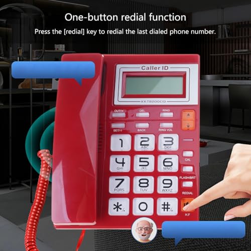 Téléphone fixe filaire à gros boutons pour maison et bureau