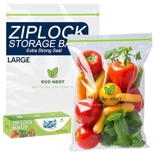 Image of Large Multipurpose Ziplock Storage Bags | 30 Reusable Bags (23 x 28 cm) | Double Grip Zipper | Leak-Proof, Freezer & Fridge Safe, BPA-Free, Food-Grade Ziplock Pouches