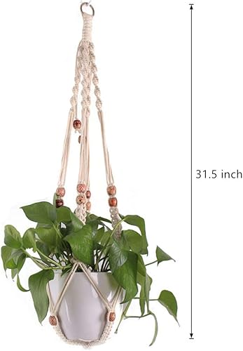 Miniatura 9 de Belit Paquete de 2 perchas de macramé para plantas colgantes de interior, cesta decorativa para macetas, cuerda para decoración del hogar en