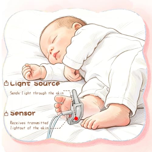Image of Continuous Pulse Oximeter for Baby, Medical Grade Accuracy Oximeters Fast Spo2 Reading Kids Overnight Pulse Oximeters Pediatric Handheld Pulse Oxi Fingertip with Heart Rate and Alarm