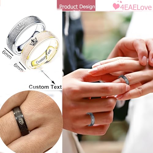 Customize Crown Couples Rings Her King His Queen Promise Ring Inside Can Engraved Band Rings Wedding Rings Titanium Stainless Steel 8mm 6mm 6-13#3