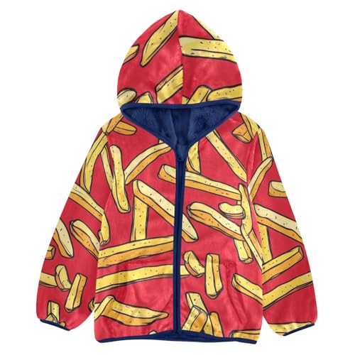 Fast Food French Fries Girls Fleece Jacket Girls Fall Jacket Girls Zip Up Hoodie Girls Sherpa Jacket 2-10T