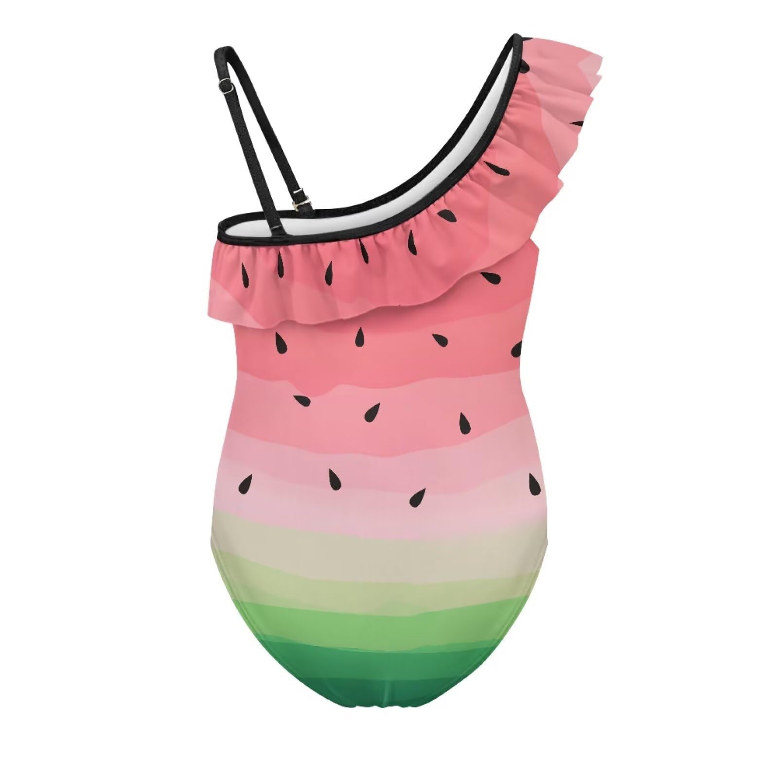 Kids Beach Halter Swimwear Breathable One-Piece Bathing Suits Girls Print Swimsuits - Light, Elastic, Quick-Dry Watermelon