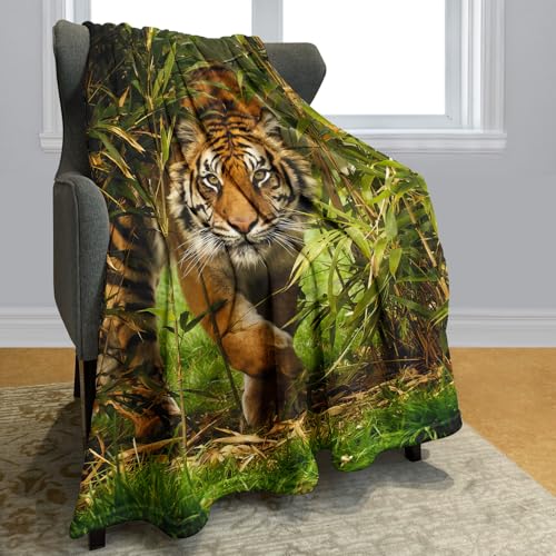 YISUMEI - Soft Fleece Blanket - Fierce Tiger,150 x 200 cm Throw Suitable for Bed or Sofa, Color1 - Image 2