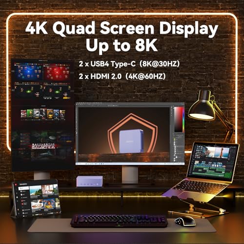 undefined GEEKOM Mini PC AX8 Max, Dual 2.5G Lan AMD Ryzen 7 8745HS (Up to 4.9GHz, 3 Mode) Desktop Computers, Radeon 780M, 32GB DDR5 5600MHz RAM 1TB PCIe SSD, 2xUSB4/PD/WOL/8K 4 Display/Gaming/Business/Win11 Pro の商品画像 4