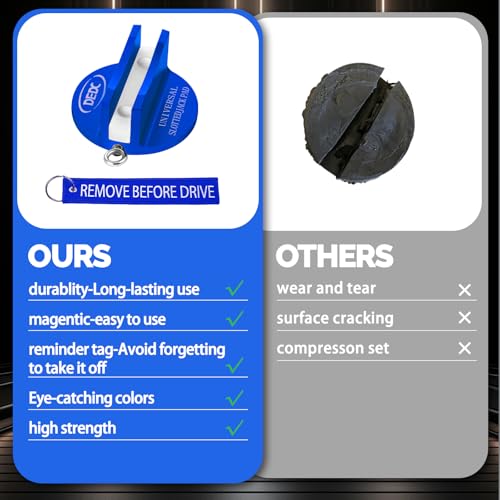 Image of DEDC Universal Pinch Weld Jack Pad 2 Pcs Blue, Magnetic Aluminum Jacking Puck Frame Rail Protecotr with 2 Reminder Streamers, Garage Accessories for Mechanics