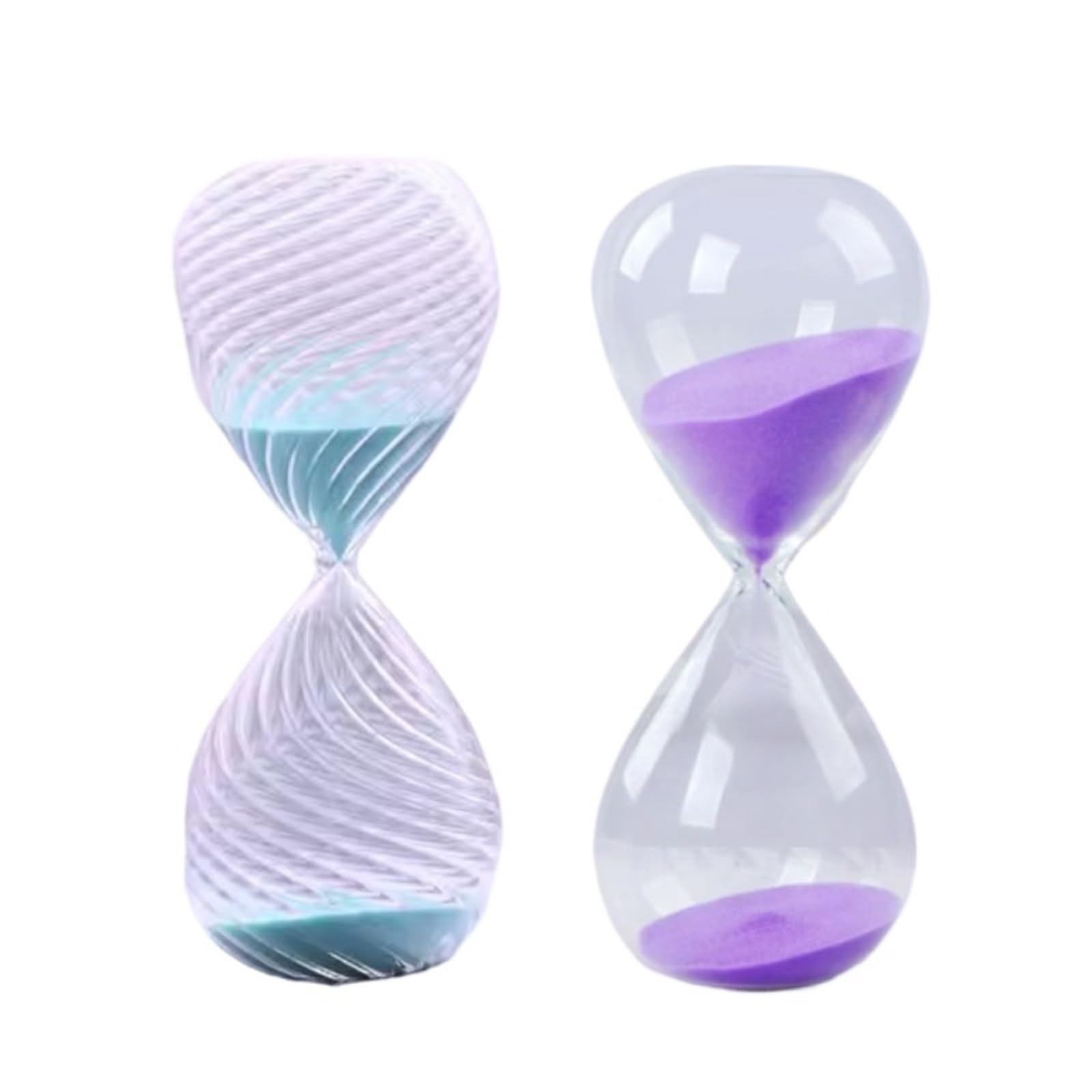 2 pièces 5 Minutes Horloge en Verre de Sable gouttelette d'eau sablier minuterie en Verre Maison Table à Manger Bureau décoration minuterie pour Cuisine, Exercice(Blue and Purple)