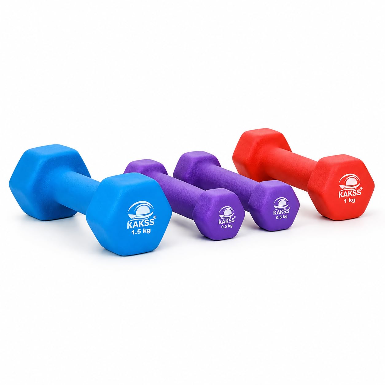 Kakss 6kg Neoprene Dumbbell Set with Stand -9