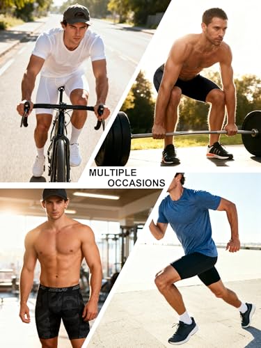 Image of Men's Compression Shorts Underwear, Athletic Workout Base Layer, 4-Way Stretch Moisture-Wicking for Running, Gym, 3 or 5 Pack