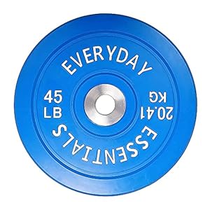 BalanceFrom Everyday Essentials Color Coded Olympic Bumper Plate Weight Plate W Steel Hub, Blue