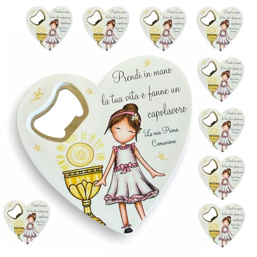 Regalami.shop set 10 bomboniere Comunione Bimba apribottiglia + 10 bigliettini a tema, con immagine e frase (2)