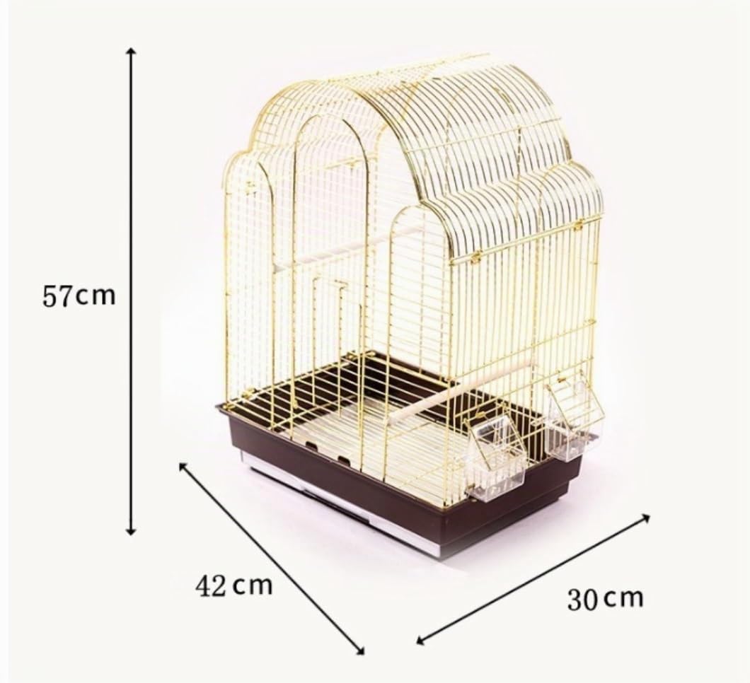 Vogelkäfig Wellensittich Metall-Vogelkäfig, Reiseträgerkäfig Mit Tablett, Papageien-Reisevogelkäfig Für Nymphensittiche, Sittiche Vogel Käfig(Gold)