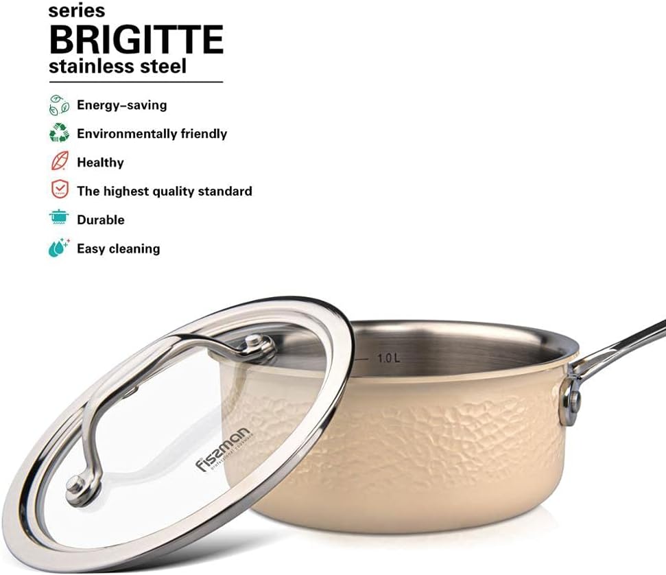 Stainless Steel Soup Pot Milk Cooking with Glass Lid Induction Bottom