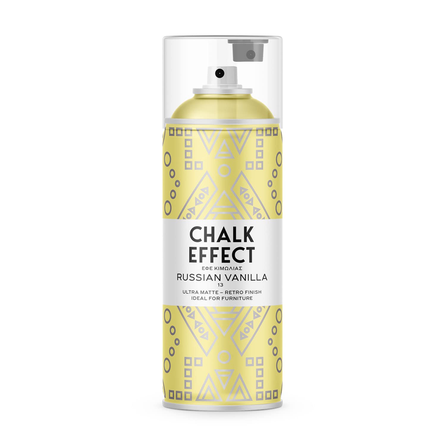 CL COSMOS LAC Russian Vanilla Yellow Chalk Effect Spray Paint, Smooth Touch Matt Finish All Purpose DIY Shabby Chic/Vintage Furniture