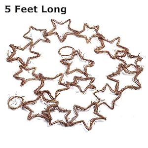 Rustic Natural Grapevine Twig Stars Chain Garland - Assorted Size Vine Stars Garland for Home Decor, Wedding and Party Decorations (5 feet Long) Rustic Natural Grapevine Twig Stars Chain Garland Assorted Size Vine Stars Garland for Home Decor Wedding and Party Decorations 5 feet Long