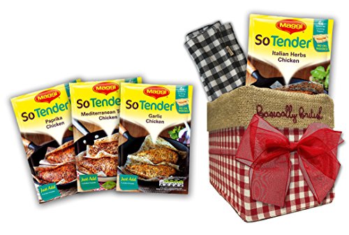 Maggi So Tender British Food variety by The Yummy Palette | Maggi So Tender Paprika Maggi So Tender Italian Herbs in Traditional Basically Britsh Hand Embroidered Box