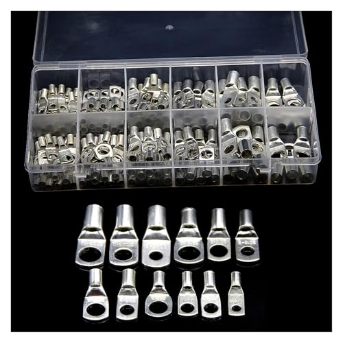 170/100/60Pcs Assortment SC Tinned Copper Lug Terminals Ring Seal Wire Connectors Cable Crimped/Soldered Terminal Kit(170PCS with Box)