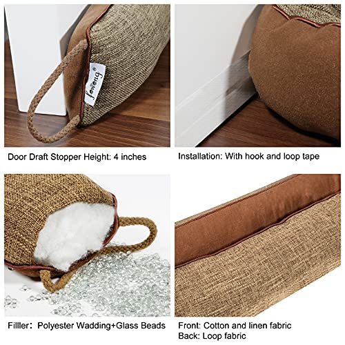 Fowong Door Draft Stopper 30 Inch, Under Door Noise Blocker Cold Weather Door Snake Draft Stopper Weighted Heavy Duty Reduce Noise Saving Energy Sound Proof Under Door Guard, Coffee #TOP2