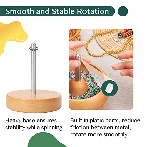Tilhumt Bead Spinner For Jewelry Making, Wooden Spinning Bead Bowl With 2 Beading Needle And 3000 Seed Beads For Waist, Bracelets, Diy Seed Beads Crafting Project #TOP2