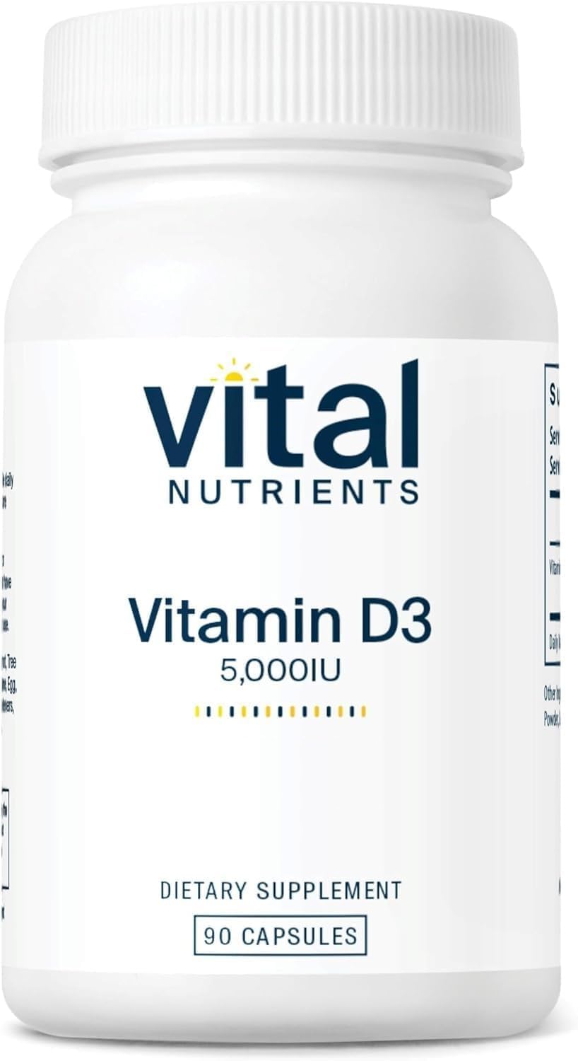 Vital Nutrients Vitamin D 5000 IU - Vitamin D3 Supplement - Healthy Bones, Teeth, Muscles*- Cellular & Immune Function - Calcium Absorption - Gluten, Dairy and Soy Free - 90 Capsules