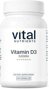 Vital Nutrients Vitamin D 5000 IU - Vitamin D3 Supplement - Healthy Bones, Teeth, Muscles*- Cellular & Immune Function - Calcium Absorption - Gluten, Dairy and Soy Free - 90 Capsules