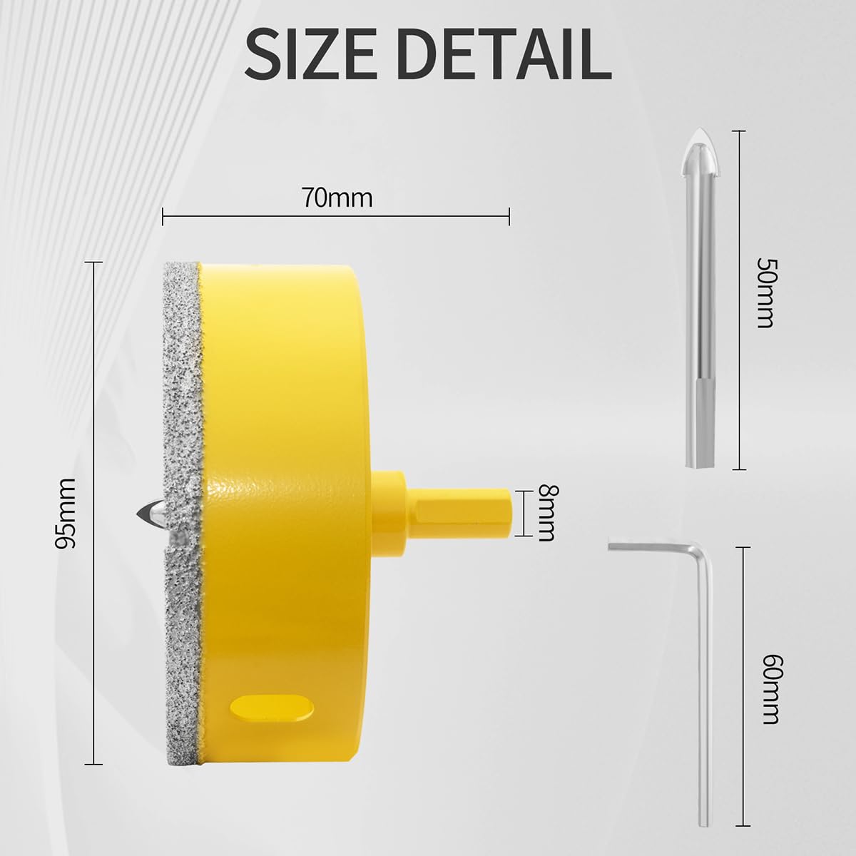 Aohhy 95mm Diamond Hole Saw with Pilot Bit, Professional Vacuum Brazed Diamond Drill Bit for Tile Porcelain, Glass, Marble, Ceramic - Image 2