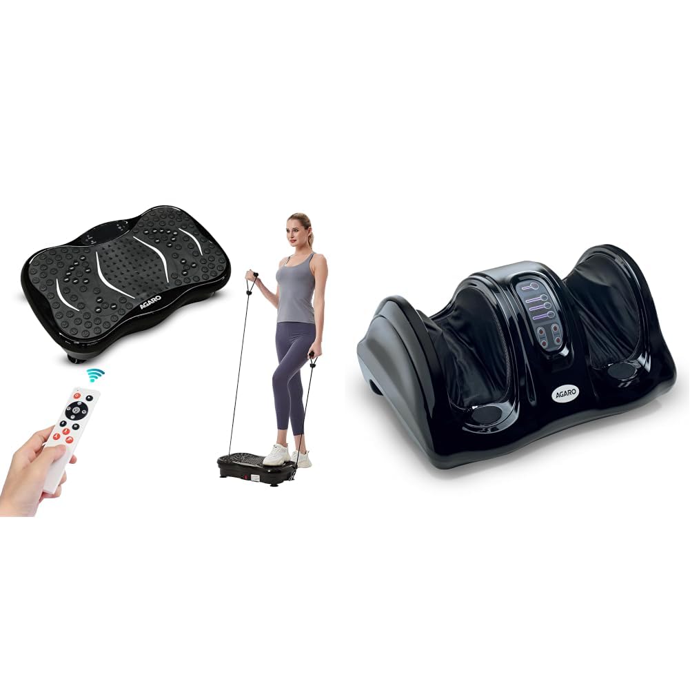 agaro alpha crazyfit vibration plate massager, home & gym + 33158 electric shiatsu foot massager machine with kneading (combo pack of 2)