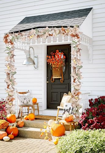 image for DearHouse Fall Maple Leaf Garland, 5.9Ft Hanging Vine Artificial Autum