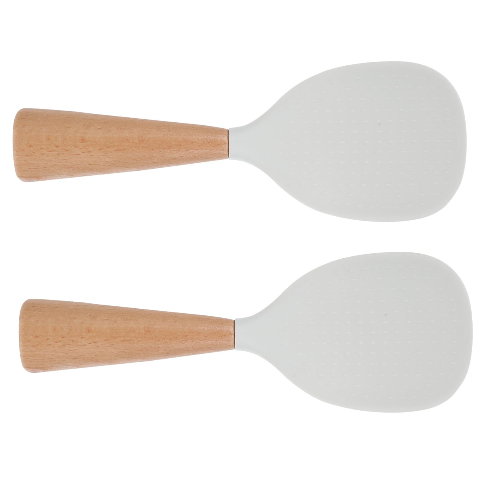 Unomor 2pcs Standing Silicone Rice Spoon Paddle: Household Rice Spatula - Heat Resistant Anti Scalding Wood Handle - Japanese Sushi Scooper For Cooker Potato Servers Serving