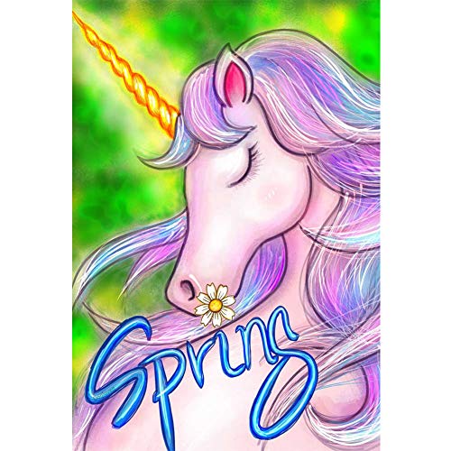 Diamond Painting Animals DIY 5D Number Kits for Adults Kids,Full Drill Crystal Rhinestone Diamond Paintings Embroidery Art Craft for Home Decor,Spring Unicornï¼ˆ12X16 inchï¼‰