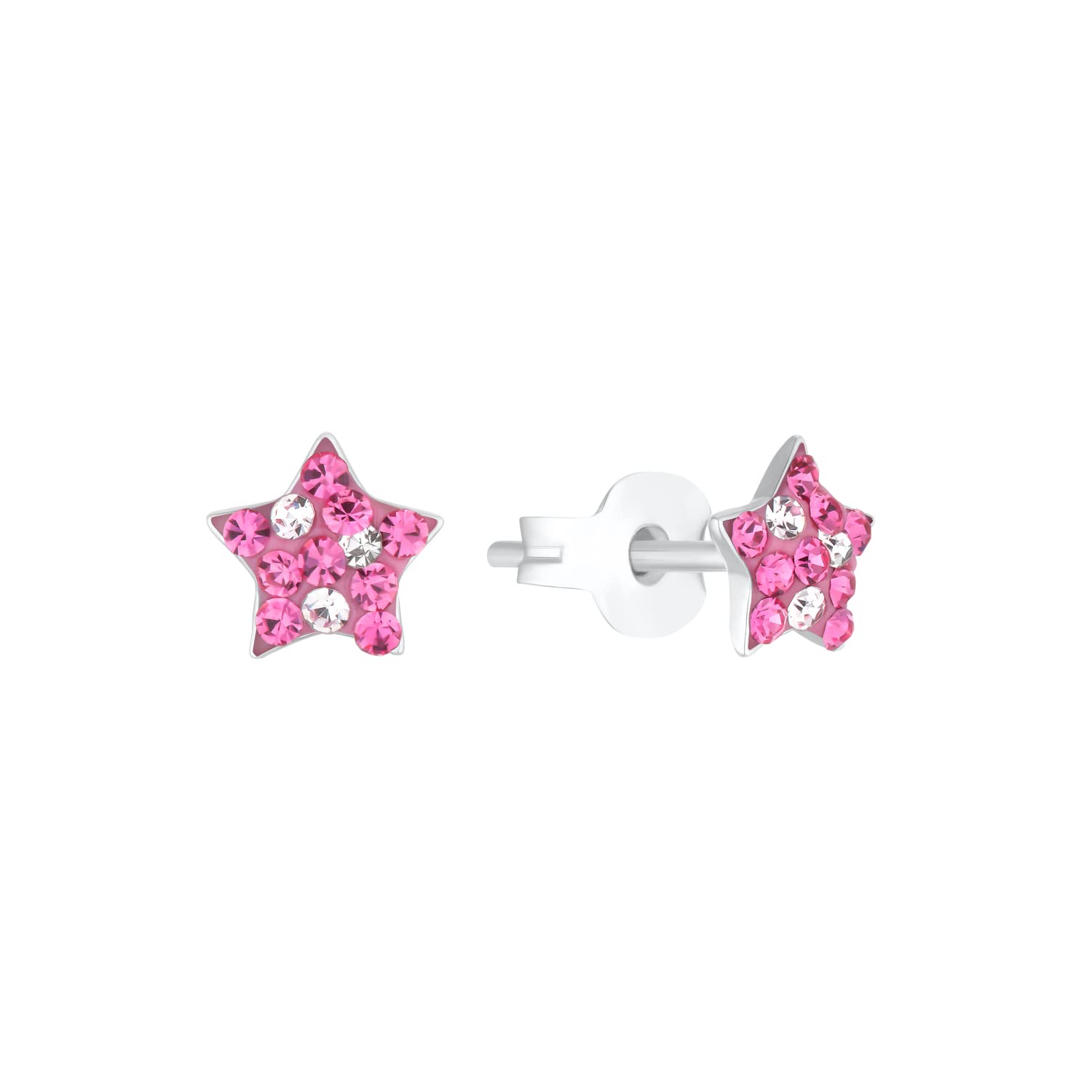 Prinzessin Lillifee stud earrings 925 Sterling silver girls' children's earrings, with Preciosa, 0.6 cm, silver, star, comes in jewelry gift box 2036428