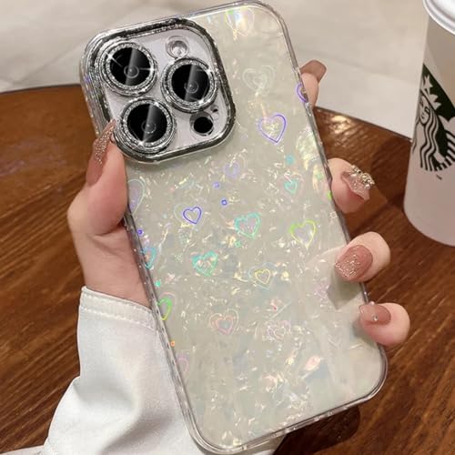 Image of PEEPERLY Back Cover Case for iPhone 13 Pro Max Soft TPU, Shockproof Protective Laser Love Heart Glow Edition Case for Girls & Women