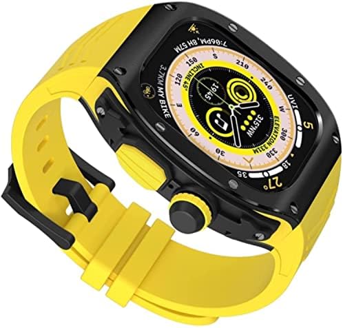 ASQUAR Modification Kit Case Strap for Apple Watch Ultra 49mm Silicone Rubber Band Stainless Steel Frame Cover for iWatch Ultra 49MM