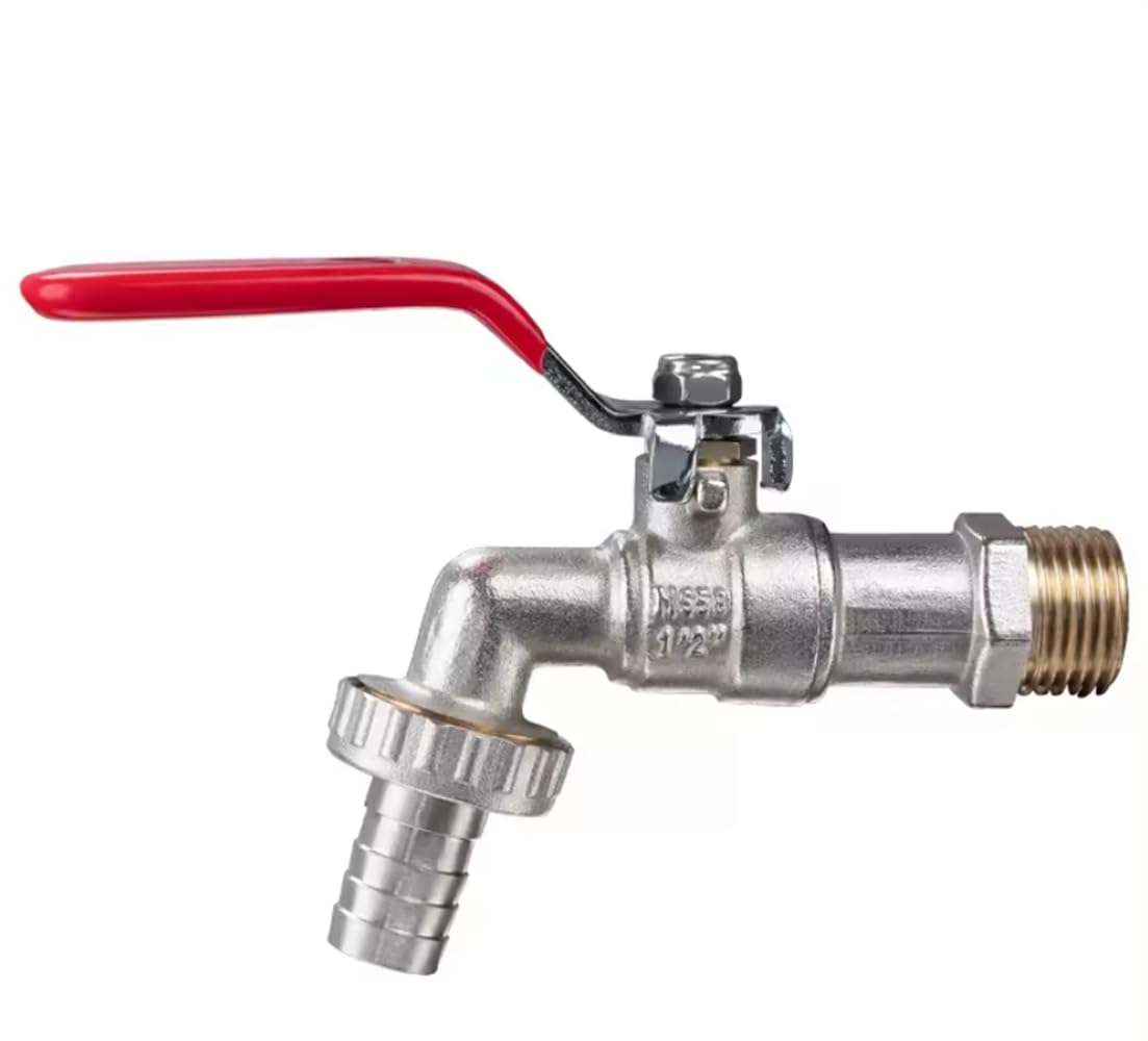 Nozzle Bib Cock | Nozzle Tap with Handle Valve | Brass Valve for Hose Pipe Connection for Gardening Watering Washing Machine Bikes Cars (1/2 Inch, Brass with Nickel Coating) - SOLTAIREJACO (B0D73HXZG2) Amazon Price History, Amazon Price Tracker