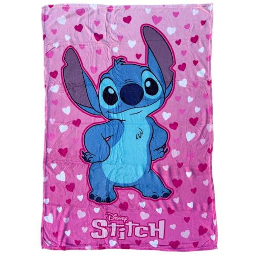 CARTOON Disney Coral Stitch Kinderdecke aus weichem Fleece 100 x 140 cm perfekt für Sofa Bett oder Reisen